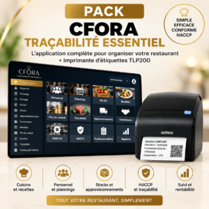 Pack CFORA Traçabilité Essentiel avec application CFORA complète et imprimante d’étiquettes OXHOO TLP200, sans tablette