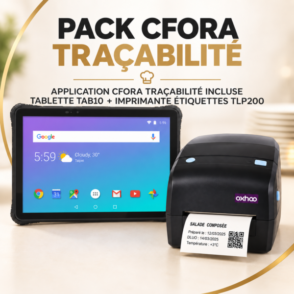 Pack CFORA Traçabilité avec application CFORA, tablette TAB10 et imprimante TLP200