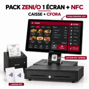 Pack ZENIO N97 1 écran + NFC + 2 badges + Imprimante + Tiroir-caisse + Caisse + CFORA