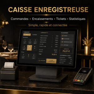 Caisse enregistreuse pour restaurant : prise de commandes, encaissements, tickets et statistiques.