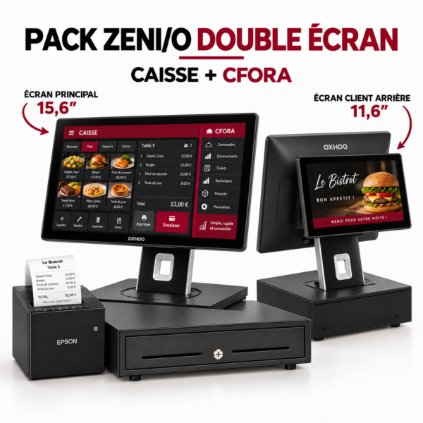 Pack ZENIO N97 double écran + Imprimante + Tiroir-caisse + Caisse + CFORA