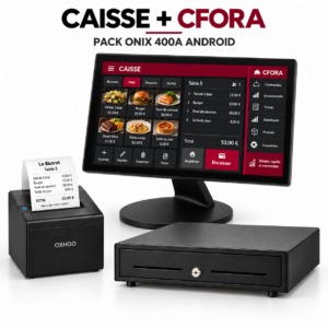Pack ONIX 400A Android avec interface de caisse, imprimante ticket, tiroir-caisse et application CFORA
