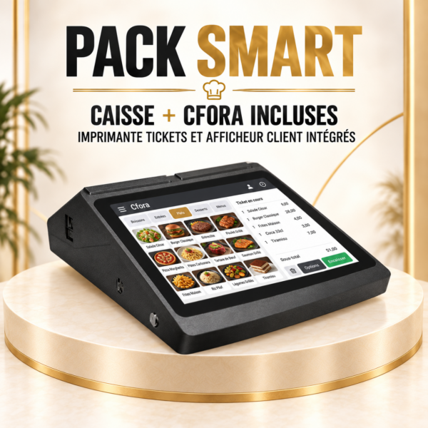 Pack SMART avec imprimante et afficheur client intégrés, Caisse et CFORA incluses